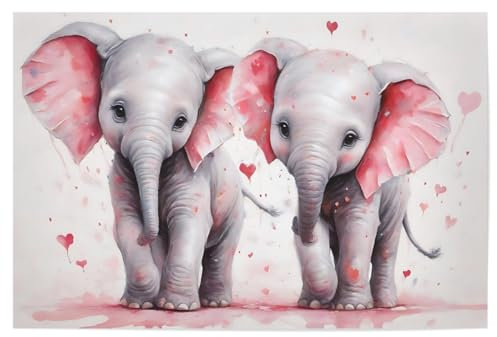 artboxONE Poster 45x30 cm Für Kinder Herzige Elefanten Zwillinge - Bild Zwillinge babyzimmer Elefant