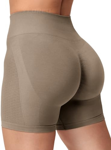 YEOREO Damen Scrunch Sport Shorts 4.5 Workout Shorts Nahtlose High Wasit Shorts Butt Lift Gym Yoga Shorts Sand M