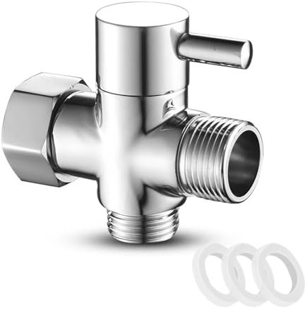 3 Voies Soupape,G1/2 Douchette Composants de Douche Adaptateur Universels,Valve 3 Voies en Laiton pour Système de Douche de Salle de Bain Pièce de Rechange pour Pommeau de Douche Fixe,Chromé