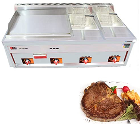 Plancha de Gas Comercial, Plancha de Gas propano Resistente, Plancha Comercial de Gas para encimera con quemadores de Control Manual, Parrilla portátil de Acero Inoxidable, Cocina