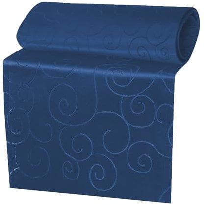 Tischläufer Damast Ornamente Dunkelblau 40x140 cm eckig zulaufen Tischwäsche Esstisch Tischdecke Tischdeko Esstisch Dekoration