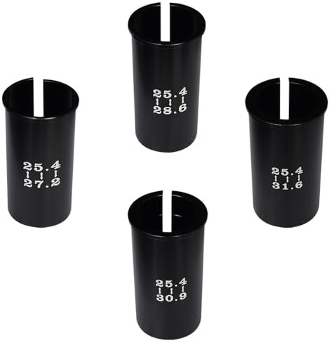 Albedel Set of 4 Sizes Bike Seat Post Adapter Shim Seat Post Adapter Bicycle Seat Tube Conversion Sleeve 25.4mm to 27.2/28.6/30.9/31.6mm 60mm Length Aluminum Alloy for Road Mountain Bike MTB