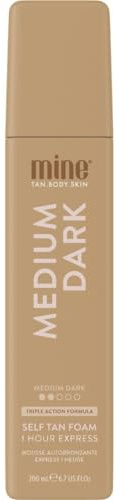 MineTan Medium Dark Self Tanning Mousse | Bronze Collection - 1 Hour Instant Express, Face & Body Fake Tanner, Triple Action Skin Hydrating Formula, Coconut Scented, 200 ml