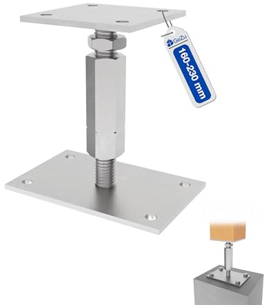 GeZu Impex Adjustable Post Support 80 x 80 mm | 180-230 mm | Electroplated height adjust holder elevated base