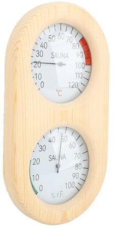 Thermometer Hygrometer aus Holz für Sauna, Wandmontage, 0-120 ℃, 0-100% für Dampfbad, geeignet für Kinderzimmer