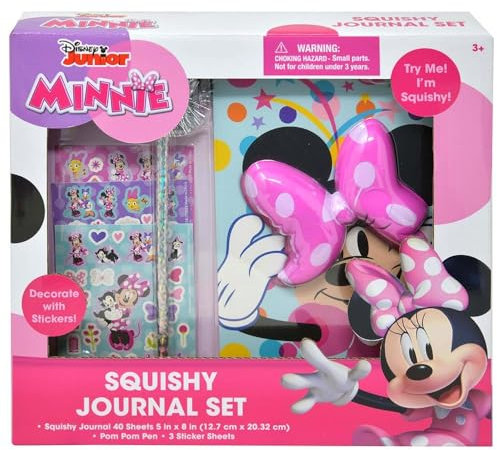 Disney Junior Minnie Squishy Journal Set - 40 Blatt mit Stift und Stickerbögen