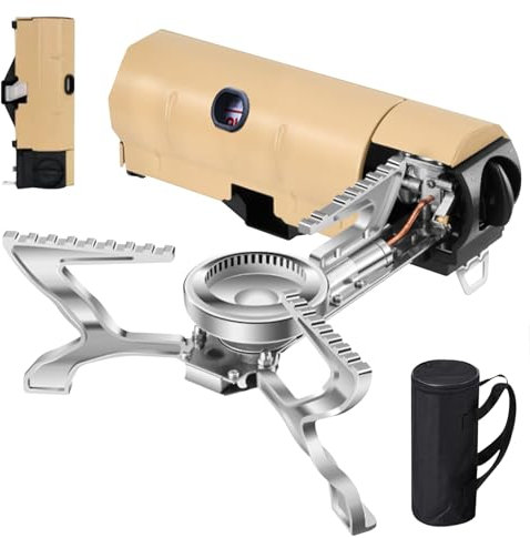 Rechaud gaz de camping,réchaud à gaz portable,réchaud à gaz pliable avec sac de transport,réchaud camping gaz coupe-vent 2,6 KW,réchaud à gaz d'extérieur compact pour le camping,randonnée et les fêtes