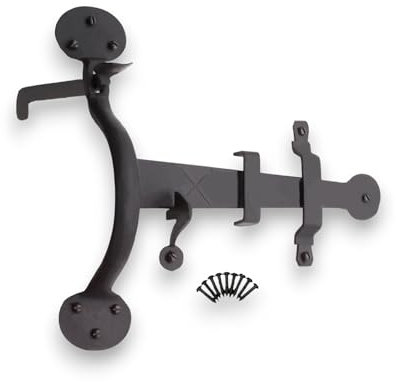 Infinity Decor 8” Wrought Iron Suffolk Penny End Thumb Door Latch Pack Beeswax Set – Hand Forged Latch for Wooden Gate, Shed and Barn Door