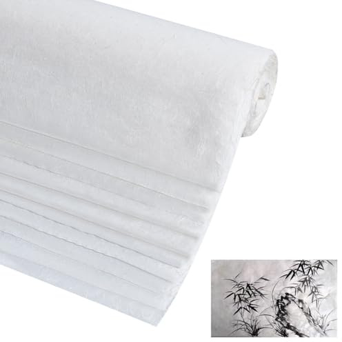NBEADS 10 Stück Maulbeerpapier, 144x35cm Kalligraphie Papier Natürliches Decoupage Seidenpapier Naturfaser-Reispapier für Schreiben Malen Dekorative Kartenherstellung, Weiß