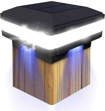 FVTLED 1er Solar Zaunbeleuchtung Pfostenkappe für Mehrere Größen 7x7,8x8,9x9,10x10 Standardpfosten 6000K IP65 wasserdicht Pfostenkappen Holzpfosten,Abdeckkappen Zaunpfosten mit Schrauben