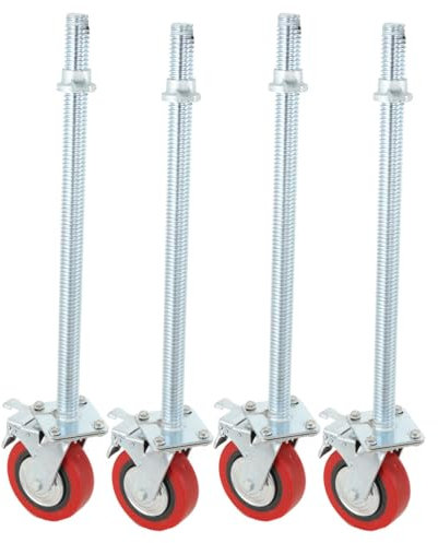 CDZHLTG 190mm Giratorias de Goma para Andamios Juego de 4 Ruedas con Freno, Giratorias 360° Capacidad de 750kg, Rueda Giratoria Industrial Resistente