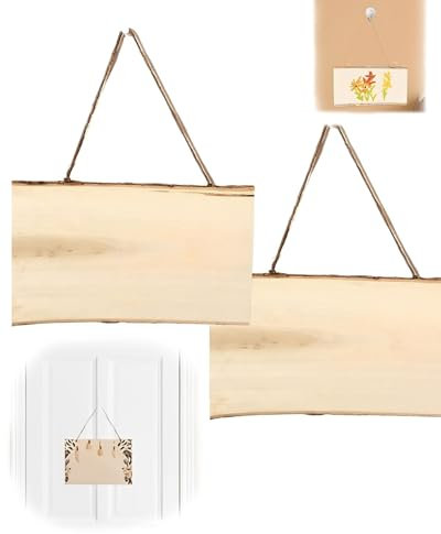 WUNZILO 2 pcs Holz für Brandmalerei Holzschild zum Aufhängen Unfertiges Blanko Holzschild Türschild mit Gravur Rechteckiges Hängendes Holzschild mit Juteseil Hängende Dekorative Holztafel Holzbrett