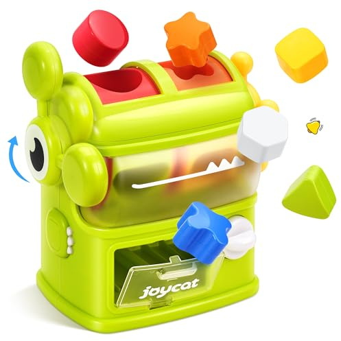 JoyCat Montessori Spielzeug ab 1 Jahr, Baby Motorikspielzeug Steckspiel mit 6 Rasselbausteinen & 2 Hebeln, Lernspielzeug zum Farben & Formen Sortieren, Geschenk für Mädchen Jungen 1 2 3 Jahre