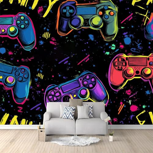 Papier Peint de Photo Manette De Jeu Sombre 250x175 cm Papier Peint Murale intissé Panoramique, Papier Peint Personnalisé Pour Garçon Fille Ado Chambre Salon Décor