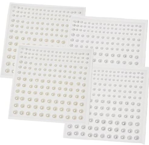 HSTWODE 1 Stück 660Pcs Perlen sticker, 3-6mm Selbstklebende Halbperlen, Klebesteine Perlen zum Basteln für Gesicht/Nägel/Make-up/Festival/Weihnachts Dekoration/DIY Handwerk (Weiß und Cremefarben)