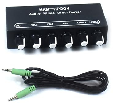 HAISENG Stereo Uditivo Mixer Distributore Selettore Switcher 2 Ingressi 4 Uscita 3.5MM Controllo Individuale Cuffie Amplificatore Stereo Mixer Uditivo