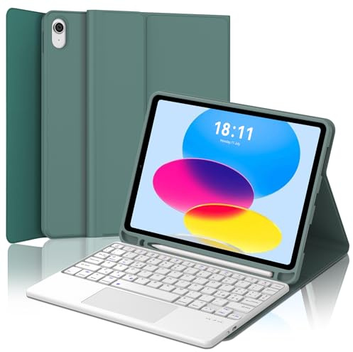 JADEMALL Tastiera con Touchpad per iPad A16 11 Generazione 2025/10 Generazione 10.9 2022, Italiano QWERTY Tastiera Bluetooth Staccabile con Trackpad per iPad 11/10 Generazione 2025/2022, Verde scuro
