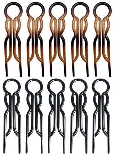 HUVZOR 10Pcs Pinces à Cheveux Français pour Cheveux Simples Et Tendance Épingle à Cheveux en Forme de U Accessoires de Coiffure pour les Femmes aux Cheveux Fins épais et Longs, Noir/Marron