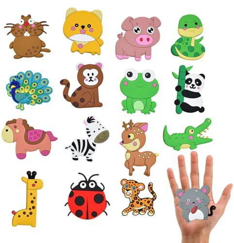 Fridge Magnets for Kids, 16PCS, Cute Animals Fridge Magnet for Toddlers, Kids Magnets for Fridge, Durable Strong-Magnetic Reusable Toys, Fun Animal Magnets for Kids’ Home & Learning, Kindergarten