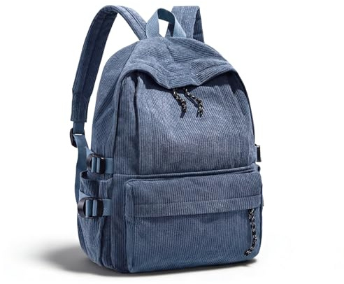 Boziee Unisex Cord Schulrucksack - Vielseitiger Cityrucksack Daypack für Schule, Reisen und Arbeit. (Blau)