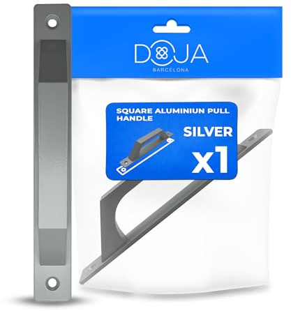 DOJA Barcelona Tirador Aluminio Plata Placa - Tirador Puerta Corredera para Interior y Exterior, Manillas Puertas Interior, Diseño Ergonómico Funcional, Maneta Metal Resistente Plata