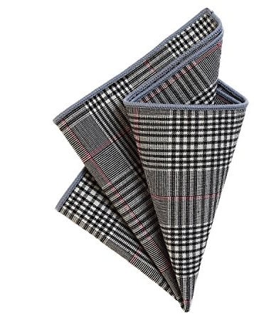 DonDon Herren Einstecktuch Taschentuch 23 x 23 cm Baumwolle Tweed Look grau-schwarz kariert