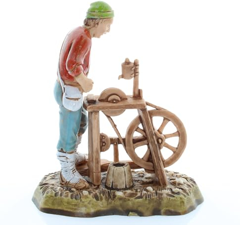 Moranduzzo Scherenschleifer für Krippe 10 cm Maßstab 1:20 - Unzerstörbare Krippenfiguren - Stil 700', Handbemalt, Offizielles Produkt, Hergestellt in Italien, Bildhauer M. Landi