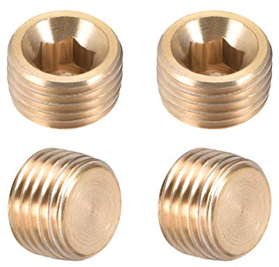 sourcing map 4Stk. Messing Zubehör Sechskantzähler versenkter G1/4 Stecker Rohradapter