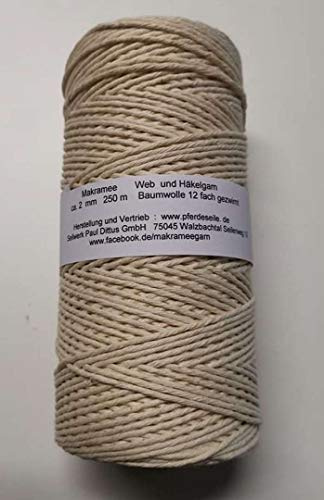 Webgarn 1,5-2 mm GEZWIRNT - Bastelgarn 100% NATUR - 200 Meter Spule
