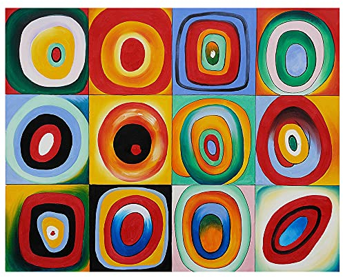 Legendarte - Kunstdruck auf Leinwand - Farbstudie Quadrate mit konzentrischen Ringen - Wassily Kandinsky - Wanddeko, Canvas cm. 50x70