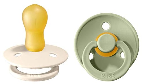 BIBS Colour Schnuller 2er-Pack, BPA-frei, Kirschform Nippel. Naturkautschuk/Latex, Hergestellt in Dänemark. 18+ Monate (2er Pack), Ivory/Sage