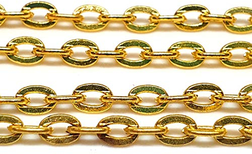 Perlin 3 Meter Gliederkette Link Kette Metallkette Oval 4mm, Gold und Silber Farbe, Schmuckkette Meterware zur Schmuckherstellung von Halsketten Armband DIY Basteln (Gold)