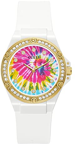 GUESS Damen analog Quarz Uhr mit Silikon Armband GW0259L1