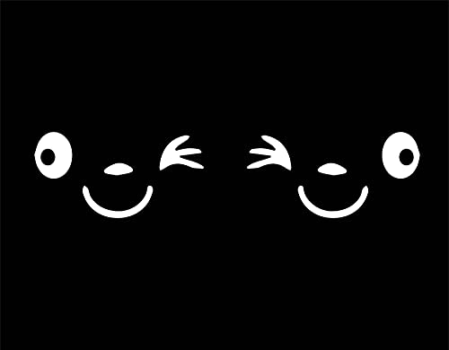 NewTeam Aufkleber Spiegel Auto Smile Smiley Lächeln Auge Lustige und süße Happy (weiß)