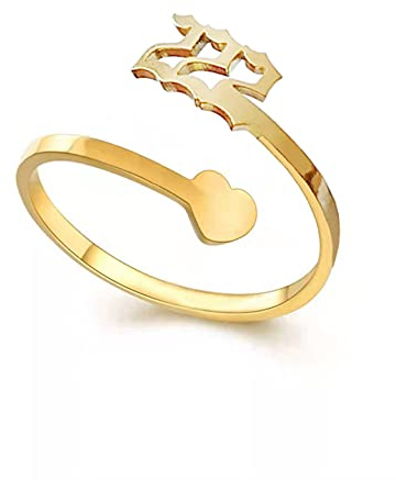 AJRUIER Engel Nummern Ringe für Frauen Nummer 222 Halskette Gold verstellbarer Nummernring Kette Numerologie Schmuck Geschenk, 222 Ring
