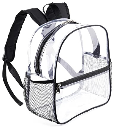 Fomaris Mini Clear Rucksack 12x12x6 Stadion genehmigt Kunststoff Rucksack, Schwarz, 12, Sport