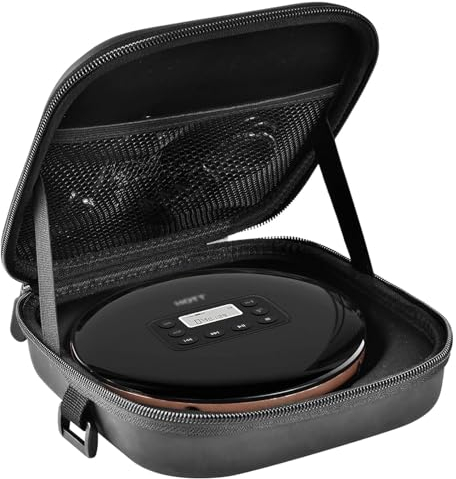 Portable CD Player Case, for Deluxe, for HOTT, for Gueray, for GPX, for Klim, for ARAFUNA, Travel Carrying Holder Storage for Walkman Discman with Cable Accessories Storage(Case Only (Black)