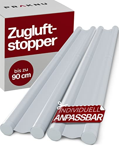 4 Zugluftstopper für Türen Weiß Set - Zuschneidbar - Doppelseitige Schutz - Energiesparen