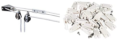 Windhager Montageset Seilzugsystem, 10884 weiß & Laufhaken für die Befestigung von Sonnensegel oder Seilspannmarkise, Drahtseilbebestigung, 30 STK Set mit Edelstahlschrauben, 10701, Weiß