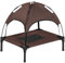 PawHut 61 cm Elevated Dog Bed Cooling Raised Pet Cot UV Protection Canopy Coffee