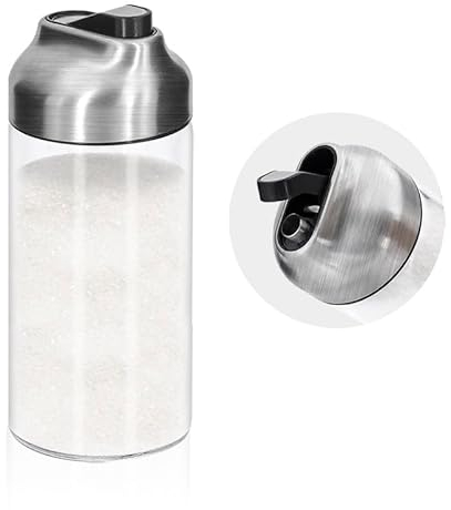 Aelga 12 OZ Glass Sugar Dispenser with Pour Spout, Weighted Pourer, for Coffee,Tea and Baking