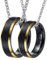 Wolfram Kette Paare Gravur Ein Leben lang an deiner Seite, 2Pcs Anhänger Ring 6MM Gebürstet Paar Halskette für Sie Gold Schwarz, Gr.57 & Gr.62, Länge 60cm/ 50cm