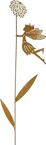 Floral-Direkt Stecker Fee Elfe L65cm Metall rost schwebend an Blume Garten Deko Pick Stab