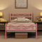 costoffs 3ft Single Bed, Solid Metal Bed Frame, Slatted Bed Base with Cloud-inspired Design Headboard and Footboard for Teenagers Adults, Pink