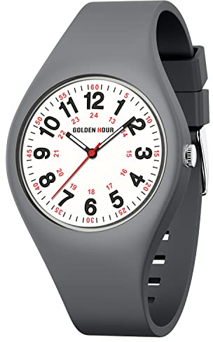 GOLDEN HOUR Armbanduhr Damen wasserdichte Digital Analoge, Unisex-Sportuhren für Uhr Damen Studenten Mädchen Jungs – leuchtende, Leicht Ablesbares Zifferblatt, Silikonarmband Krankenschwester Uhren