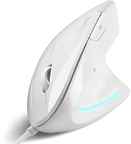 Perixx PERIMICE-513W Vertikale USB-Maus mit Kabel, Weiß – 6 Tasten mit 1000/1600 DPI – Rechtshänder-Design