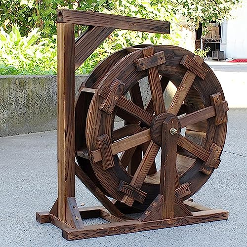 Holz-Wasserrad-Brunnen, Garten-Wasserspiel-Brunnen im Freien, Hof-Wasserrad-Brunnen, dekorativer Balkon, Holz-Feng-Shui-Räder-Brunnen, dekorativer Wasserfall-Brunnen für Terrasse, Teich, Pool (Größe