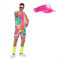 MIMIKRY Costume de rollers aérobic Dude pour homme, avec casquette, fluo, années 80, taille : M