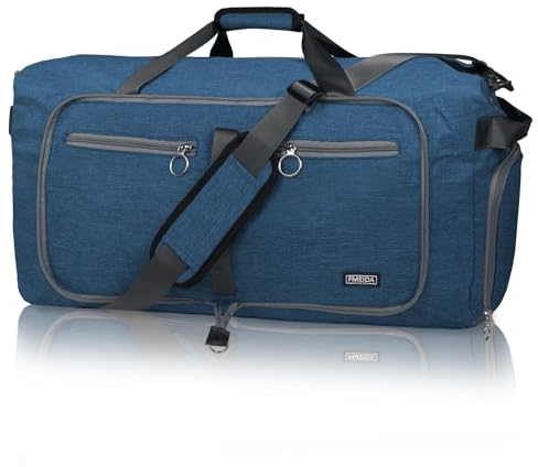 Fmeida Reisetasche XXL Reisentaschen Herren Sporttasche mit Schuhfach Faltbar Weekender Saunatasche Damen Groß Krankenhaustasche Kliniktasche Geburt Krankenhaustasche Duffle Bag Navy