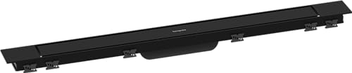 hansgrohe RainDrain Match Plus - Fertigset Duschrinne, Abflussrinne 800mm, Bodenablauf Dusche mit höhenverstellbarem Rahmen, Mattschwarz